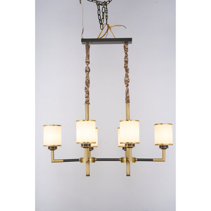 Supplier real photograph of the Orseline six-light linear chandelier complete front view