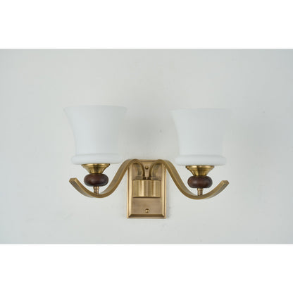 Supplier real photograph of the unlit Brontelle two-light wall sconce complete front view