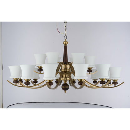 Supplier real photograph of the unlit Brontelle fifteen-light two-tier chandelier complete front view