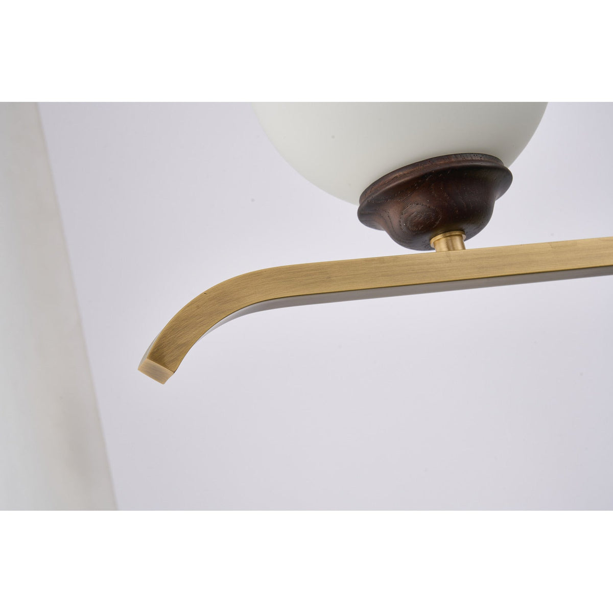 
Avelune Opal Globe, Copper and Ash Wood Linear Chandelier