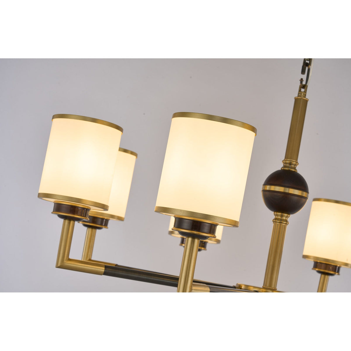 
Orseline Opal Glass, Brass and Ash Wood Linear Chandelier