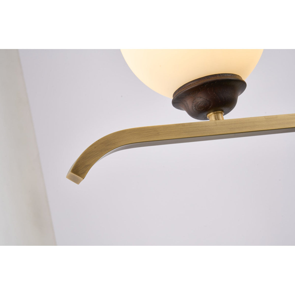 
Avelune Opal Globe, Copper and Ash Wood Linear Chandelier
