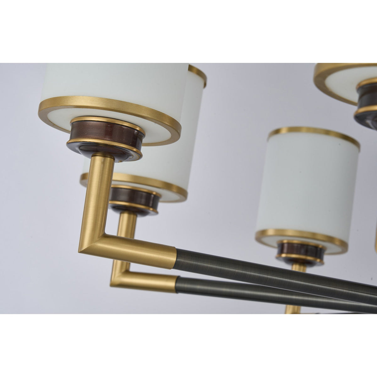 
Orseline Opal Glass, Brass and Ash Wood Chandelier