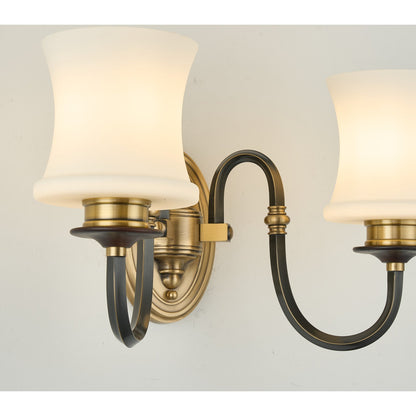 Ebonelle Opal Glass, Blackened Brass and Antique Brass Wall Sconce